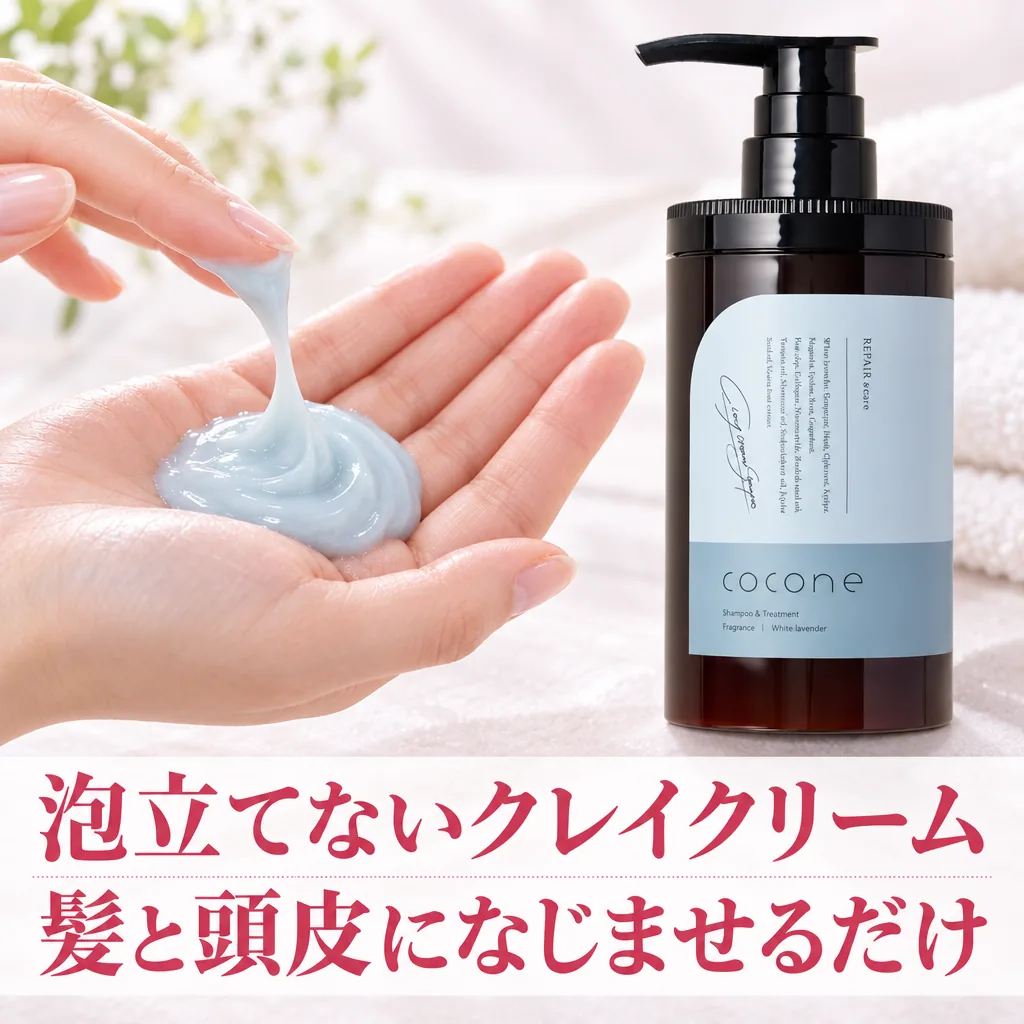 泡立てないクレイクリーム 髪と頭皮になじませるだけ